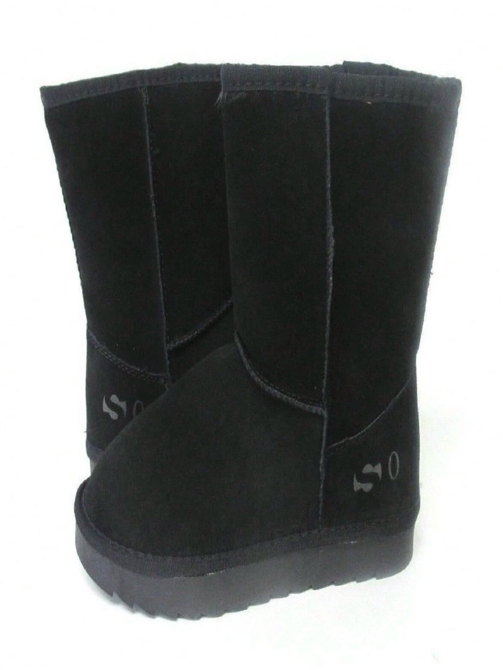 SO Women's Black Suede Mid-Calf
Snow Boots Pull-On Faux Fur Lined Sz 8